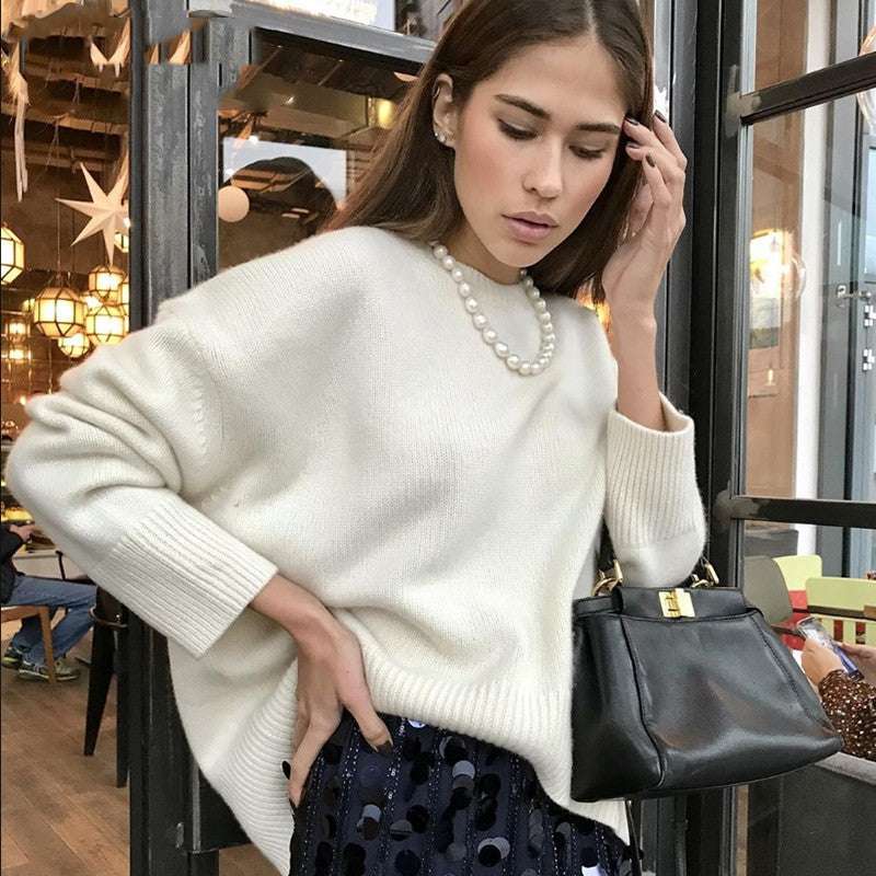 Sweater | Long Elastic Knit Loose Fit Style