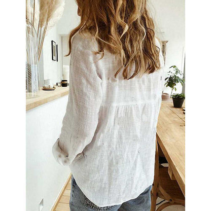 Glow Chic's Casual Loose Linen Shirt - Glow Chic