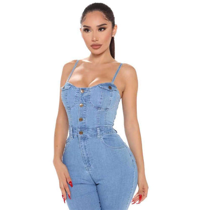 Glow Chic's Casual Nightclub Denim Jumpsuit - Glow Chic