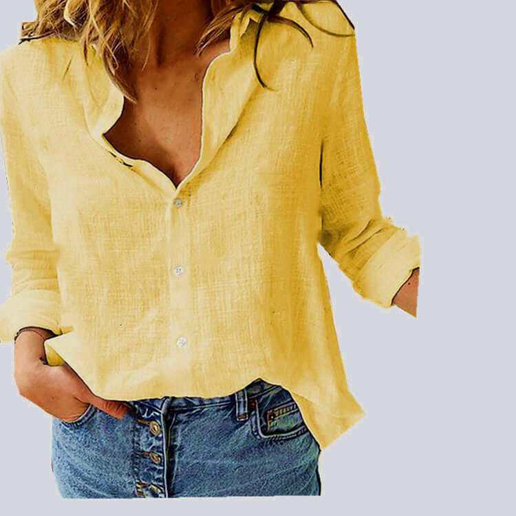 Glow Chic's Casual Loose Linen Shirt - Glow Chic