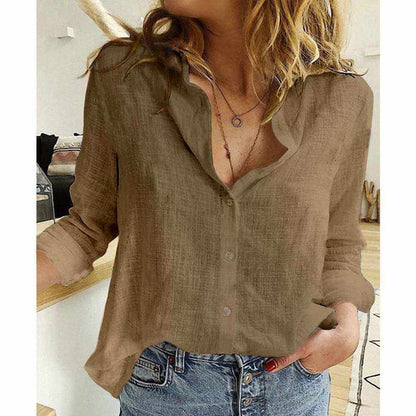 Glow Chic's Casual Loose Linen Shirt - Glow Chic