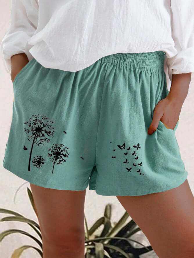 Shorts | Glow Chic's Dandelion Print with Pockets