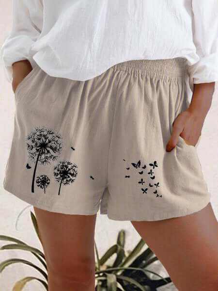 Shorts | Glow Chic's Dandelion Print with Pockets