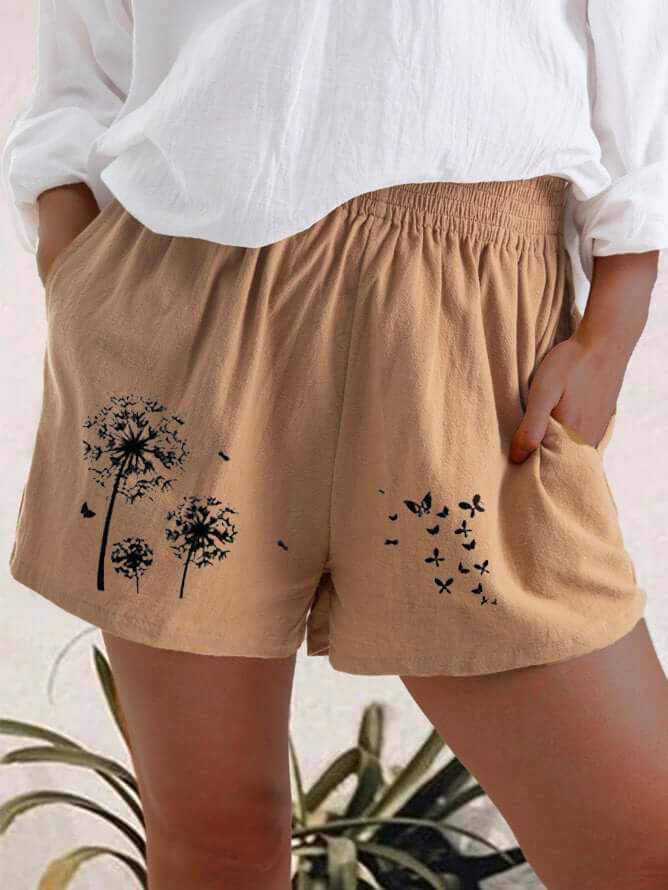 Shorts | Glow Chic's Dandelion Print with Pockets