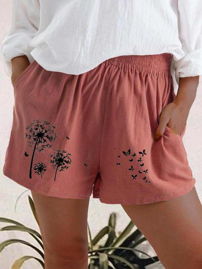 Shorts | Glow Chic's Dandelion Print with Pockets