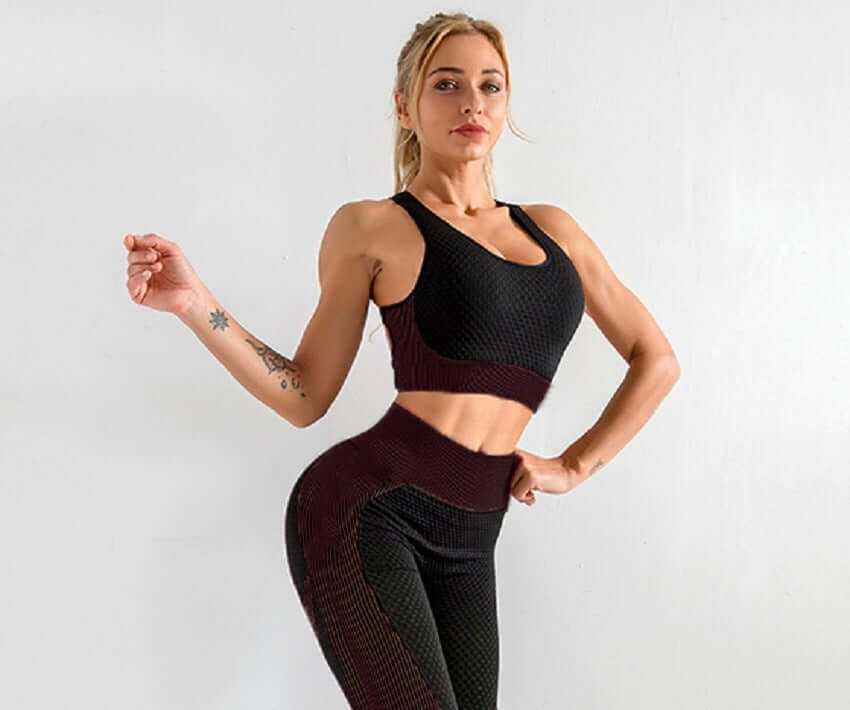 Glow Chic two-piece sportswear set with top and leggings.