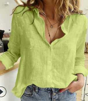 Glow Chic's Casual Loose Linen Shirt - Glow Chic