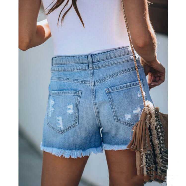 Shorts | Glow Chic's Fringed Ripped Denim – Perfect for Edgy Style