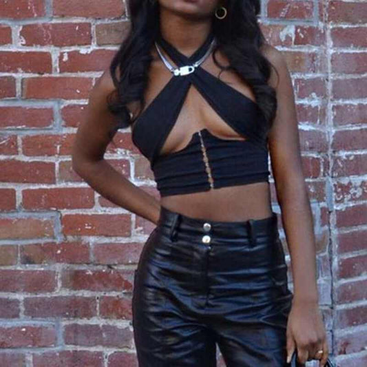 Glow Chic's Cryptographic Halter Crop Top - Glow Chic