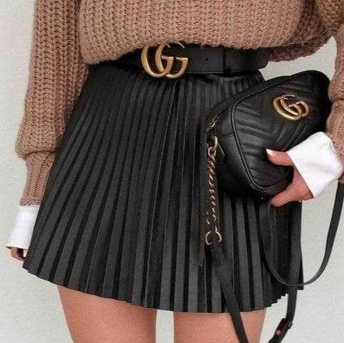 Skirt | Draped Pleated Knitted Mini Skirt by Glow Chic