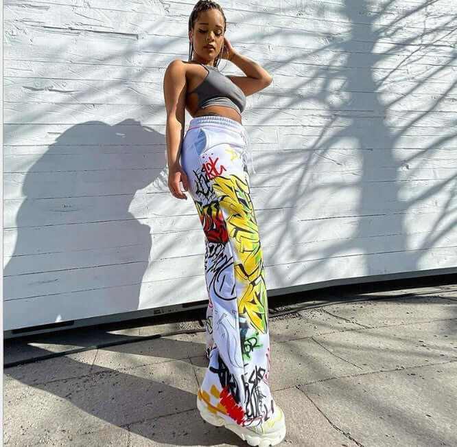 Pants Spray Paint Print Wide-Leg | Glow Chic Fashion