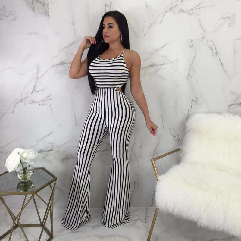 Glow Chic's Striped Slim-Fit Jumpsuit - Glow Chic