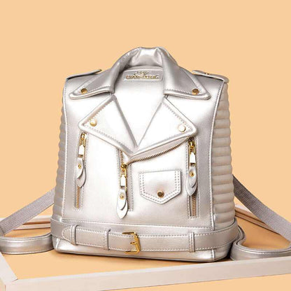 Soft Leather Textured Jacket Trendy Wild Clothes Backpack - Glow Chic