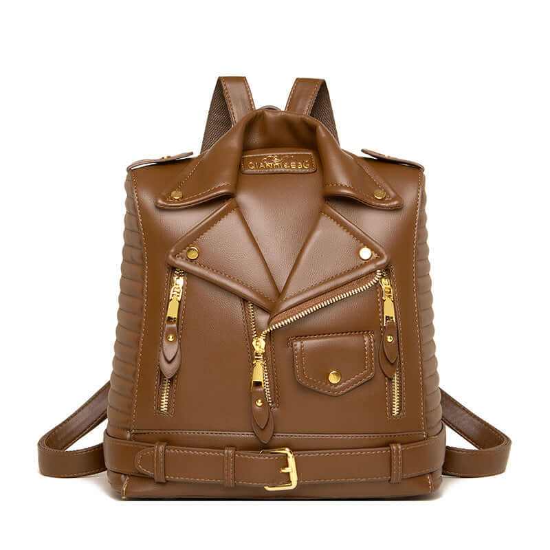 Soft Leather Textured Jacket Trendy Wild Clothes Backpack - Glow Chic