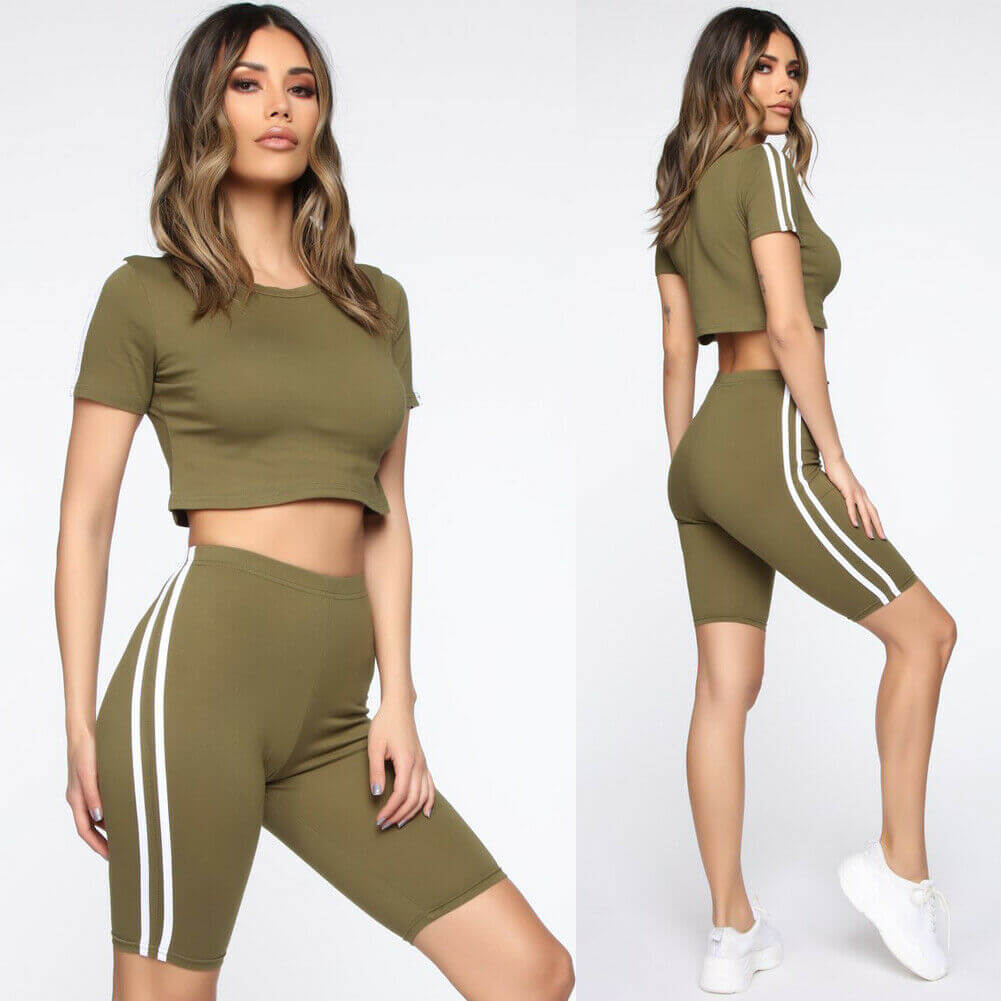 Glow Chic's Striped Two-Piece Sportswear - Glow Chic