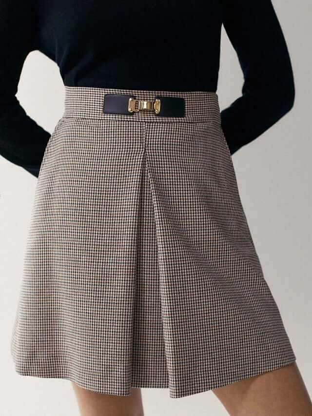 Skirt | Glow Chic's A-Line Houndstooth Plaid Mini Skirt