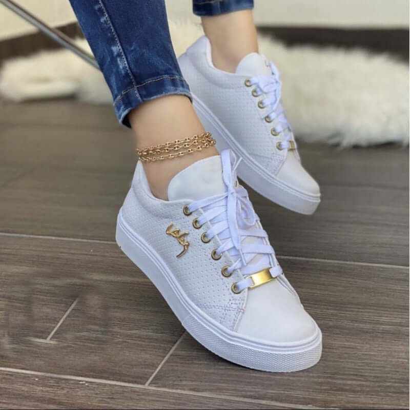 Sneakers - Glow Chic's Breathable Lace-Up Flat Shoes