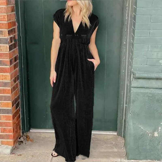 Glow Chic's Short-Sleeved Long Jumpsuit - Glow Chic