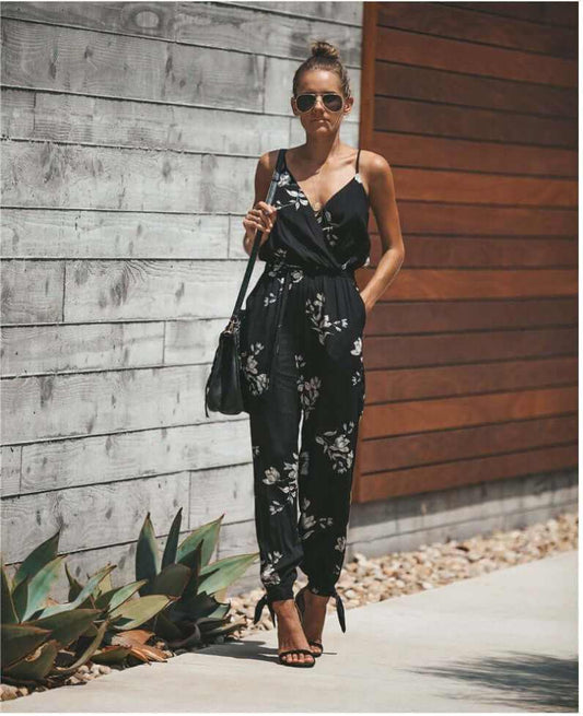 Glow Chic's Flower Print Spaghetti Strap Jumpsuit - Glow Chic