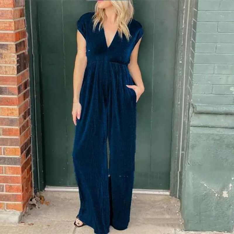 Glow Chic's Short-Sleeved Long Jumpsuit - Glow Chic