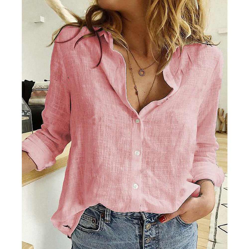 Glow Chic's Casual Loose Linen Shirt - Glow Chic