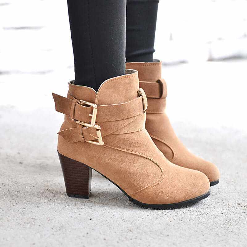 Ankle Boots - Glow Chic's Warm Leather High Heel Style