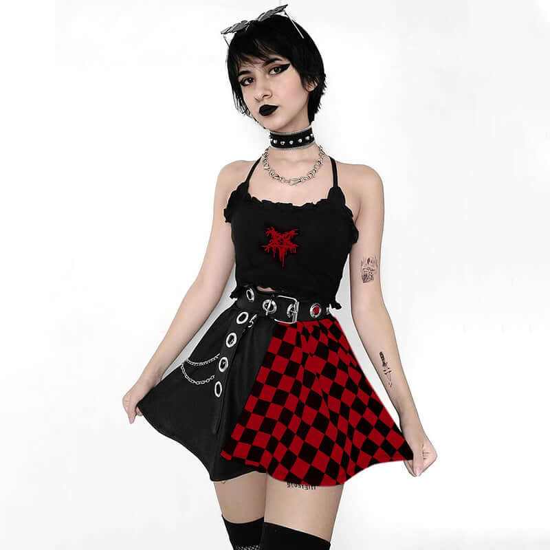 Skirt | Gothic Plaid A-Line Mini by Glow Chic