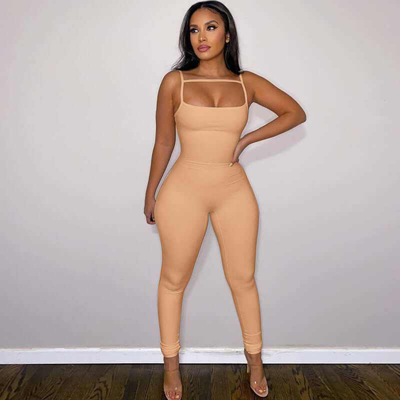 Glow Chic's Solid Color Suspender Jumpsuit - Glow Chic