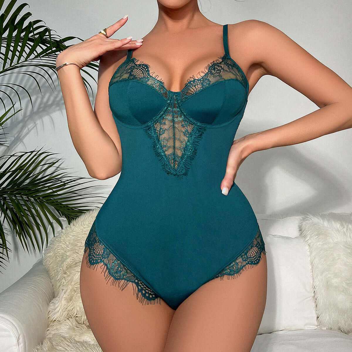 Glow Chic's Lingerie Lace Sheer Bodysuit - Glow Chic