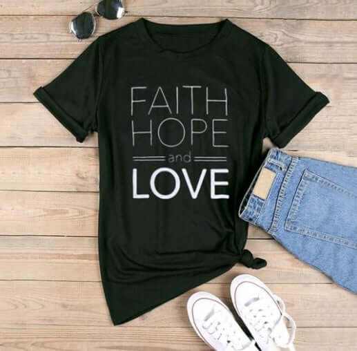 Glow Chic's Faith, Hope, & Love Street Style T-Shirt - Glow Chic