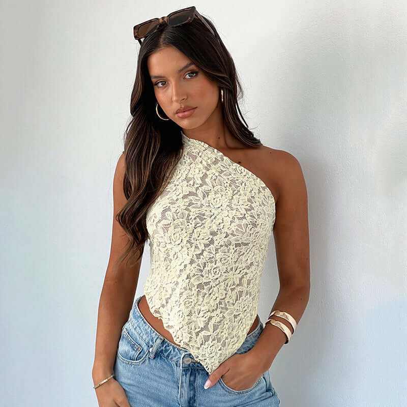 Glow Chic’s Lace Backless Top – Solid Color Streetwear - Glow Chic