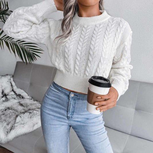 Glow Chic's Knitted Cropped Sweater With Twist Waist - Glow Chic