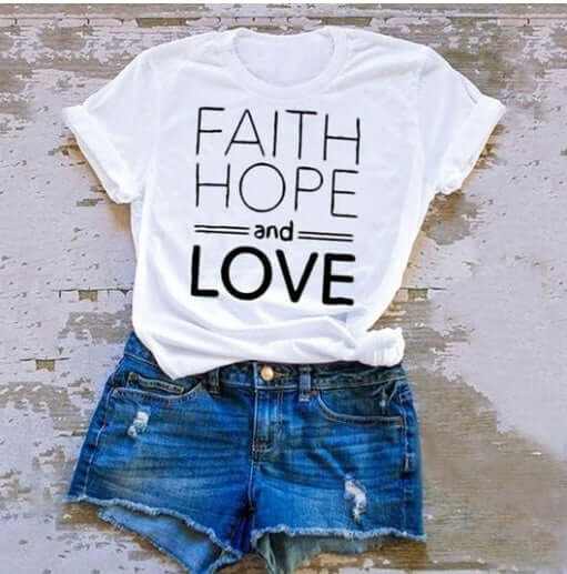 Glow Chic's Faith, Hope, & Love Street Style T-Shirt - Glow Chic