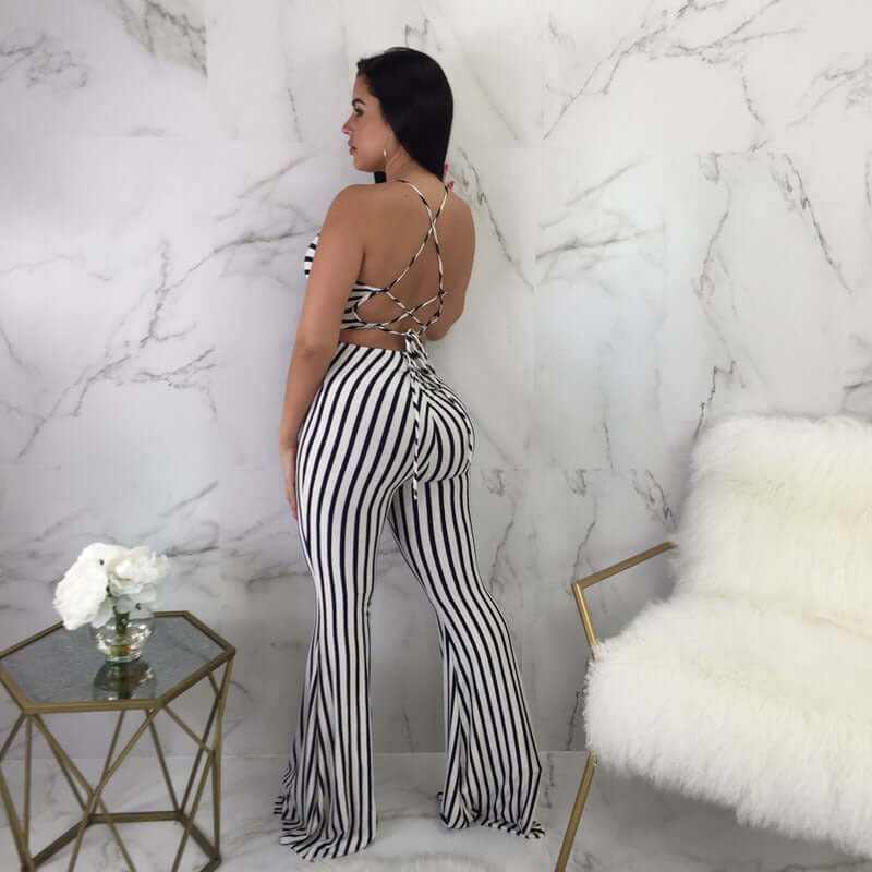 Glow Chic's Striped Slim-Fit Jumpsuit - Glow Chic