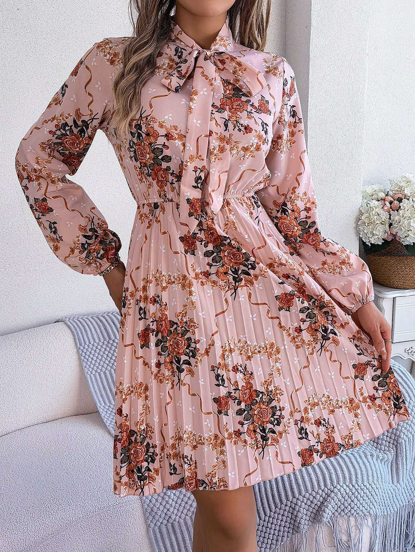 Long Dress | Glow Chic's Long Pullover Flower Printed Dress