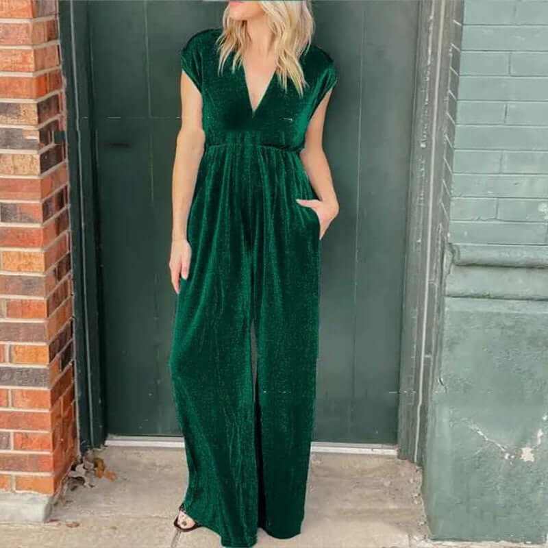 Glow Chic's Short-Sleeved Long Jumpsuit - Glow Chic