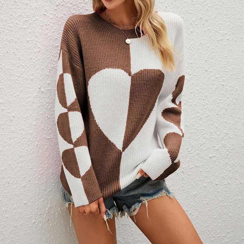 Glow Chic's Long Sleeved Love Pattern Sweater - Glow Chic