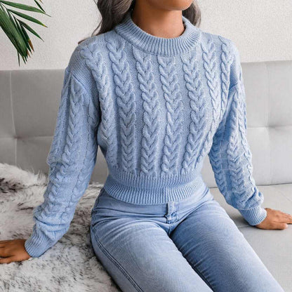 Glow Chic's Knitted Cropped Sweater With Twist Waist - Glow Chic