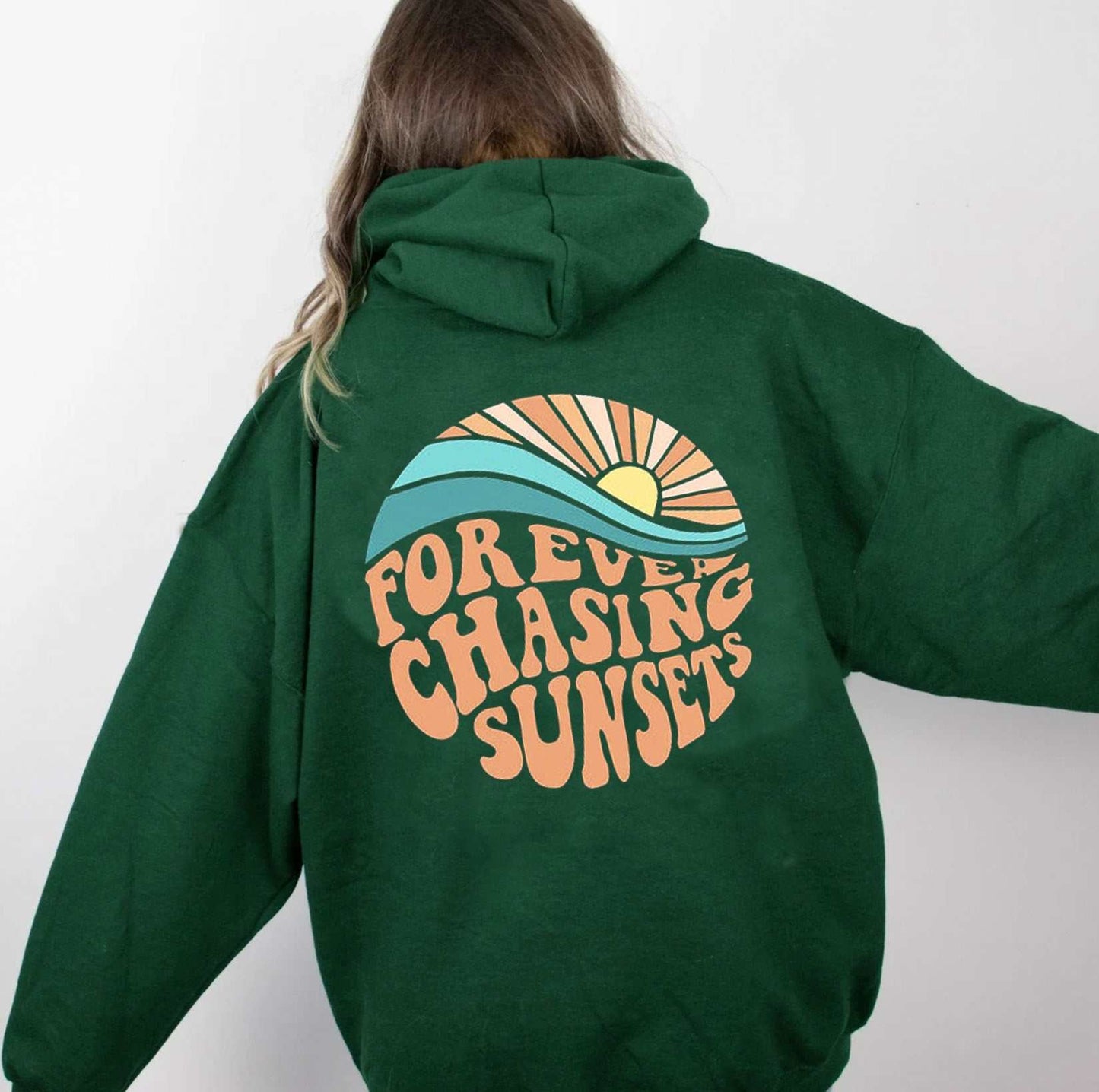 Hoodie | Cozy Fleece-Lined Sunset Print Hoodie