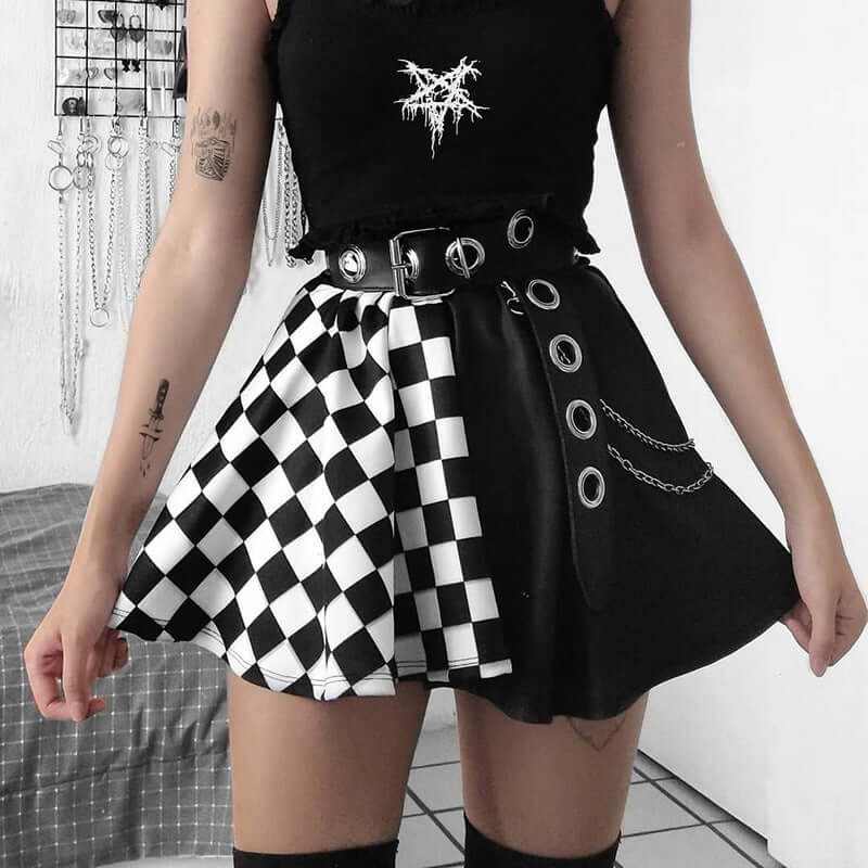 Skirt | Gothic Plaid A-Line Mini by Glow Chic