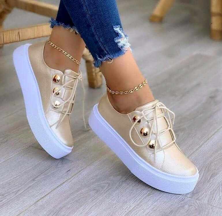 Glow Chic's Casual Lace-up Flat Sneakers - Glow Chic