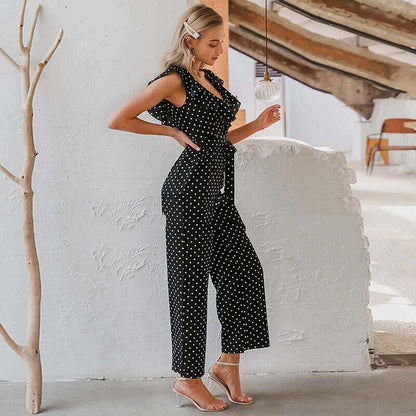 Glow Chic's Simple Elegant Polka Dot Print Jumpsuit - Glow Chic