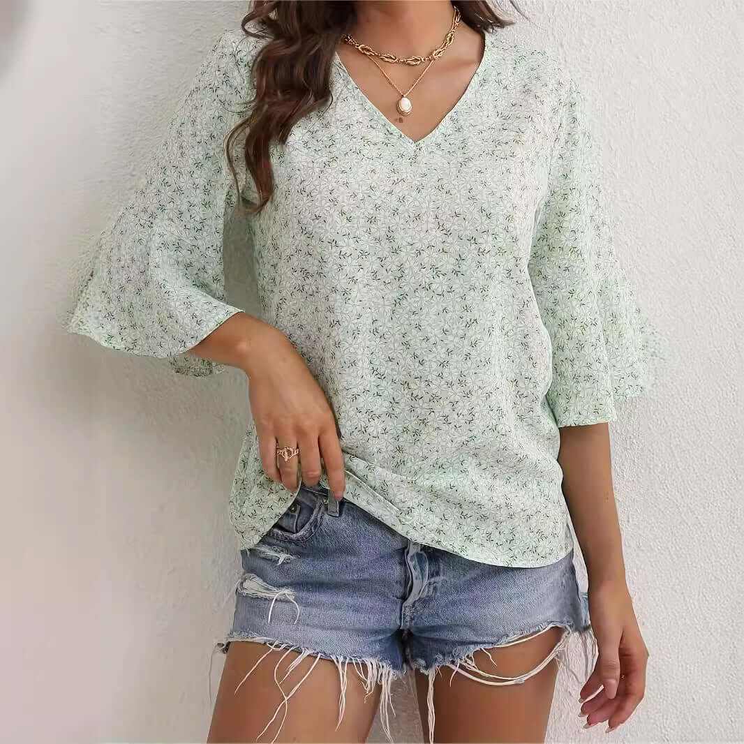 Glow Chic's Chiffon Loose Short-Sleeved Shirt - Glow Chic