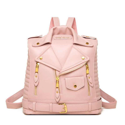 Soft Leather Textured Jacket Trendy Wild Clothes Backpack - Glow Chic