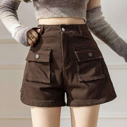 Glow Chic's high waist denim shorts in cotton for a stylish casual look.