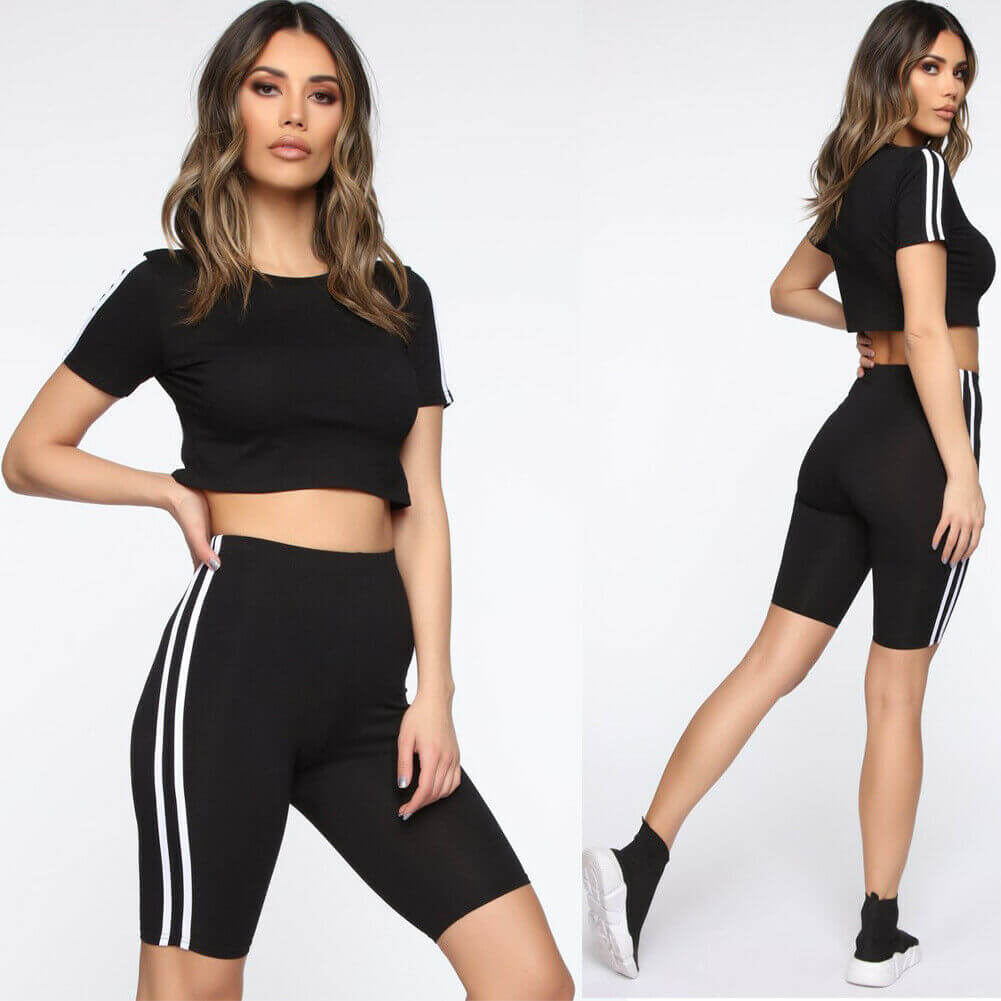 Glow Chic's Striped Two-Piece Sportswear - Glow Chic