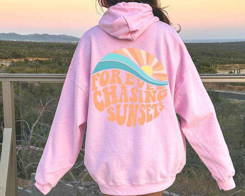 Hoodie | Cozy Fleece-Lined Sunset Print Hoodie