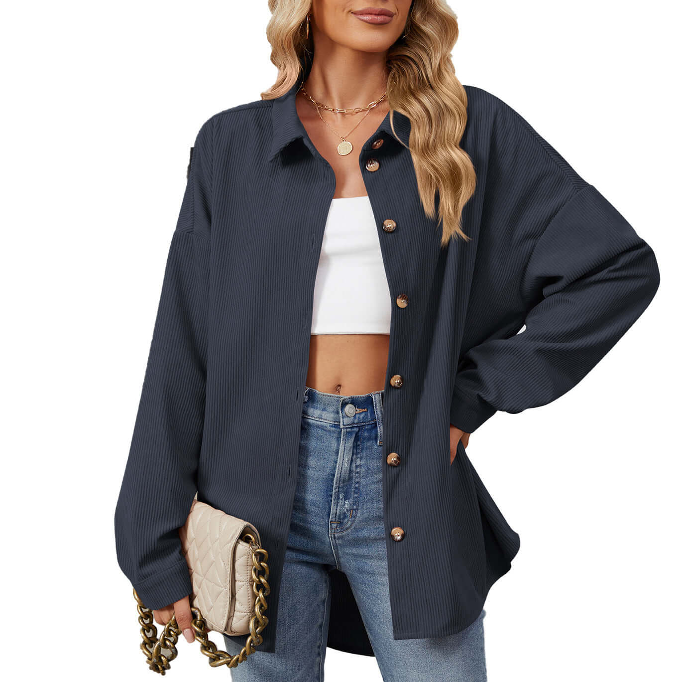 Glow Chic's Lapel Button Sweater Jacket - Glow Chic