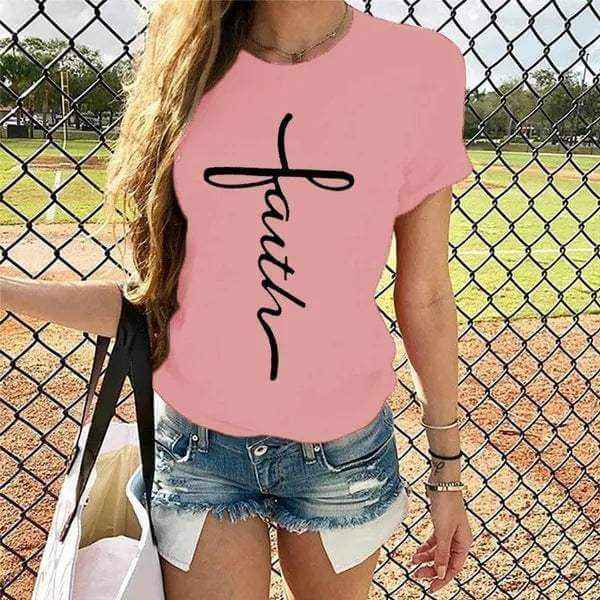 Graphic T-Shirt - Glow Chic's Letter Print Pattern Tee