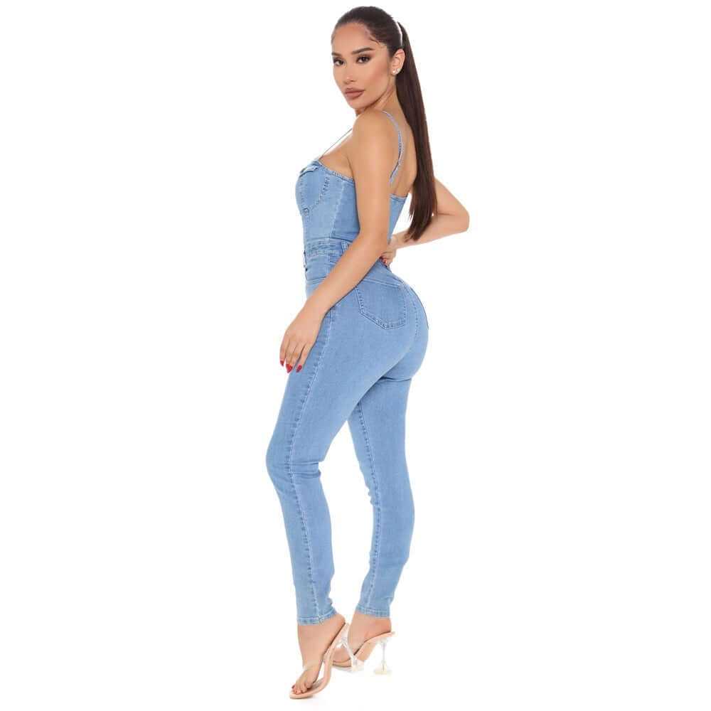 Glow Chic's Casual Nightclub Denim Jumpsuit - Glow Chic